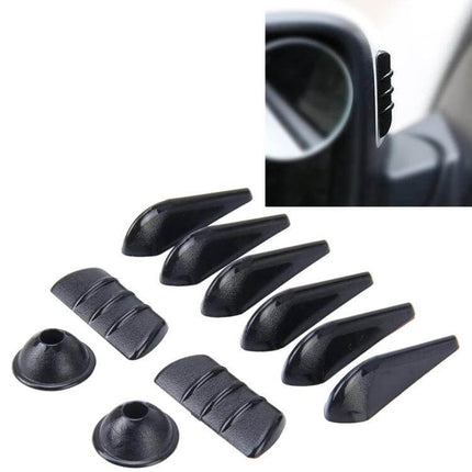 Rubber Noise-Cancelling Kit for Car Windows and Doors installed on mirror and window edge to reduce wind noise and prevent scratches