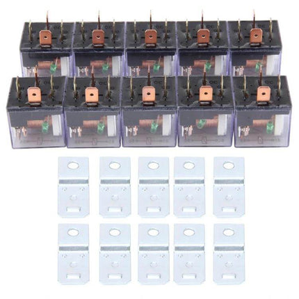 Waterproof Four Plug Car Relay With Warning Light For Everyday Use - 12V automotive relay pack with mounting brackets, clear casing showing coils and contacts