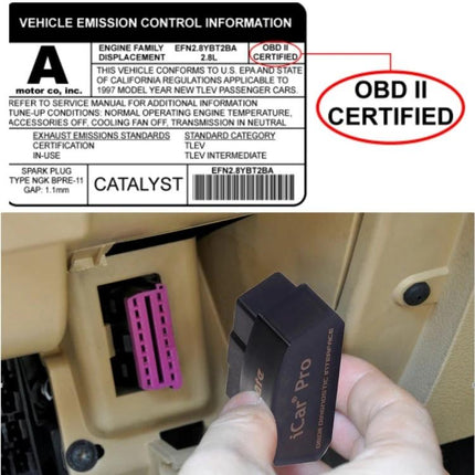 The Vgate iCar Pro Scanner for Routine Car Health Monitoring - handheld OBD2 wireless dongle being plugged into car diagnostic port