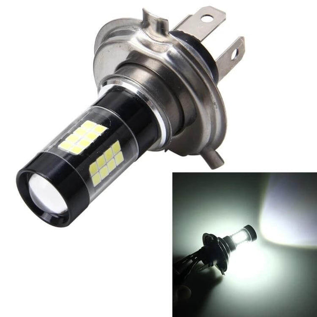H4 Car Fog Lights LED Replacement for Clear White Beam - high-power plug-and-play LED bulb showing white beam and multiple SMD panels