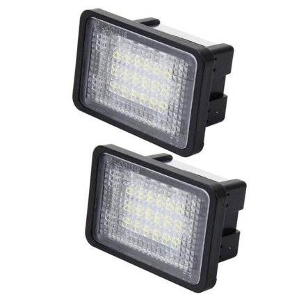 Mercedes GLK License Plate Light 2-Pack With 18 SMD LEDs White - two white LED license plate lamps, plug-and-play replacement for rear plate illumination
