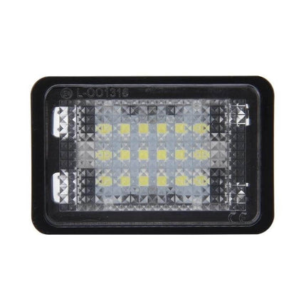 Mercedes GLK License Plate Light 2-Pack With 18 SMD LEDs White LED license plate lamps, plug-and-play replacement, white illumination