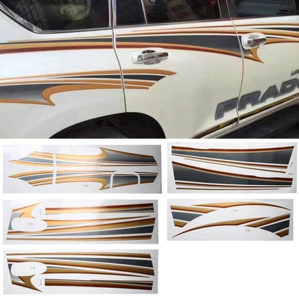 Shining Car Body Decorative Strips for Toyota Prado 4000 2011 applied on white Prado side panels for modern exterior update