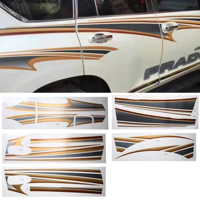 Shining Car Body Decorative Strips for Toyota Prado 4000 2011 applied on white Prado side panels for modern exterior update