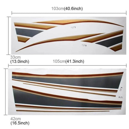 Shining Car Body Decorative Strips for Toyota Prado 4000 2011 - brown and black exterior door and side panel decal set with dimensions