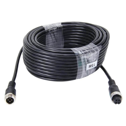 15m CCTV Video Audio Extension Cable For Camera To Monitor — weatherproof 15m cable with power video audio connectors for rear view camera systems