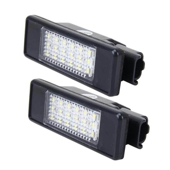 License Plate Light for Peugeot Citroen, White Set - plug-and-play 24 SMD-3528 LEDs per light, replacement rear license plate lamps