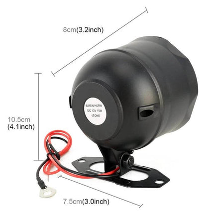 Car Safety Alarm with Two Remote Controls for Vehicle Protection compact black siren horn with wiring and mounting bracket
