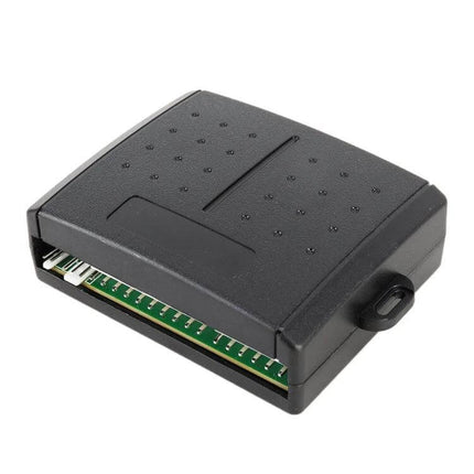 Car Safety Alarm with Two Remote Controls for Vehicle Protection - compact black alarm module for car theft prevention
