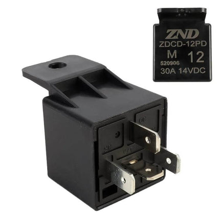 Car Safety Alarm with Two Remote Controls for Vehicle Protection black automotive relay module showing metal terminals and mounting bracket