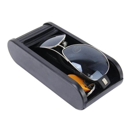 Car Dashboard Organizer with Vent and Sticky Mount for Phones holding sunglasses and keys in black tray for car interior organization