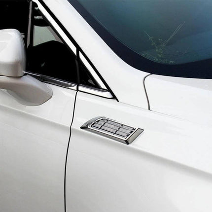 Car Body Side Solar Colorful Strobe Warning Light For Nighttime Safety mounted on white car side for improved nighttime roadside visibility