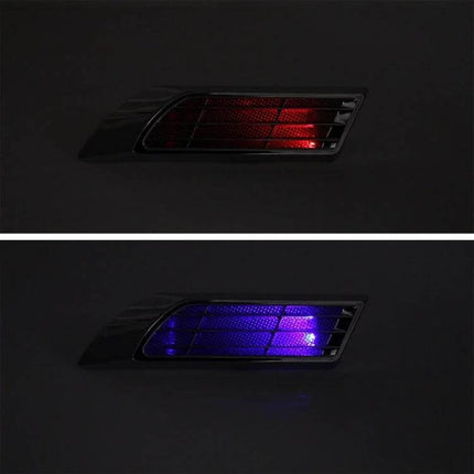 Car Body Side Solar Colorful Strobe Warning Light For Nighttime Safety showing red and blue multicolor side strobe mounted on vehicle body