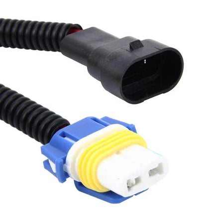 2-Pack Car Headlight Conversion Cable With Ceramic Socket plug-and-play wiring adapter with ceramic socket and durable corrugated protective sleeve