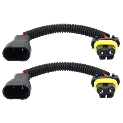 HID Xenon Headlight Conversion Cable 9005/9006, 2 Pack - plug-and-play wiring adapters with corrugated sleeve and high-conductivity copper