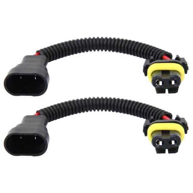 HID Xenon Headlight Conversion Cable 9005/9006, 2 Pack - plug-and-play wiring adapters with corrugated sleeve and high-conductivity copper