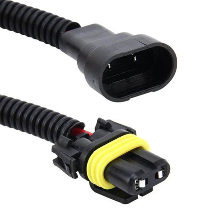 HID Xenon Headlight Conversion Cable 9005/9006, 2 Pack plug-and-play wiring harness close-up, 2-pack connectors