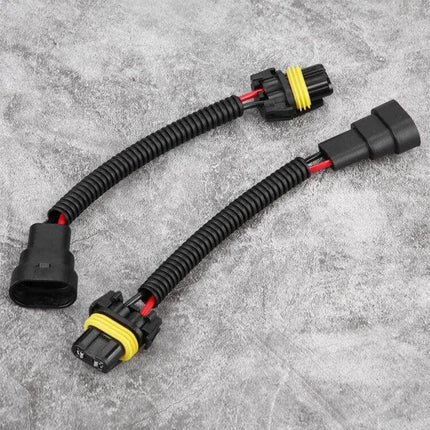 HID Xenon Headlight Conversion Cable 9005/9006, 2 Pack - plug-and-play wiring adapters with corrugated sleeve and yellow seals