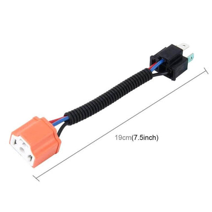 H4 Car HID Xenon Headlight Cable, Male to Female, Ceramic Socket - 19cm plug-and-play adapter with ceramic socket and copper wiring