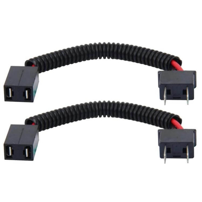 H7 Car Headlight Conversion Cable Pair For Easy Plug And Play - pre-wired plug-and-play H7 adapter pair with coiled protective sleeve, automotive-grade