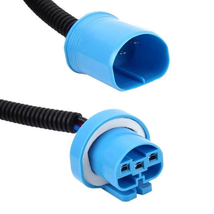Car HID Headlight Conversion Cable, Male to Female, 2 Pack - blue male to female HID wiring adapter with insulated heat-resistant sleeve