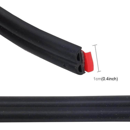 4m B Shape Rubber Chrome Trim for Car Door and Window Seals installed on car edge showing flexible black rubber double-channel profile with red adhesive strip