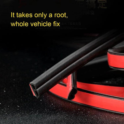 4m B Shape Rubber Chrome Trim for Car Door and Window Seals - flexible black edge protector strip with red adhesive backing