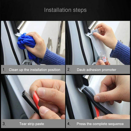 4m B Shape Rubber Chrome Trim for Car Door and Window Seals installed on car door edge to seal gaps and protect against wear