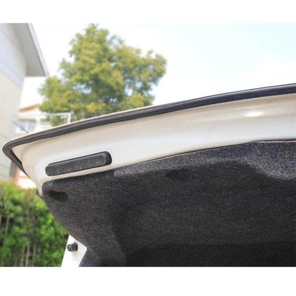 4m B Shape Rubber Chrome Trim for Car Door and Window Seals installed on trunk edge to protect and seal gaps, flexible chrome rubber strip