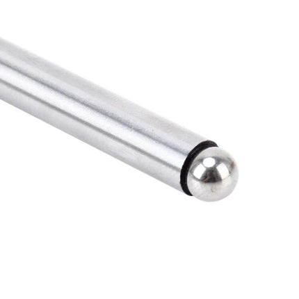 Stainless Steel Engine Supporting Stem for Motorcycles, 2 Pieces - close-up of polished stainless steel stem with rounded end and rubber seal
