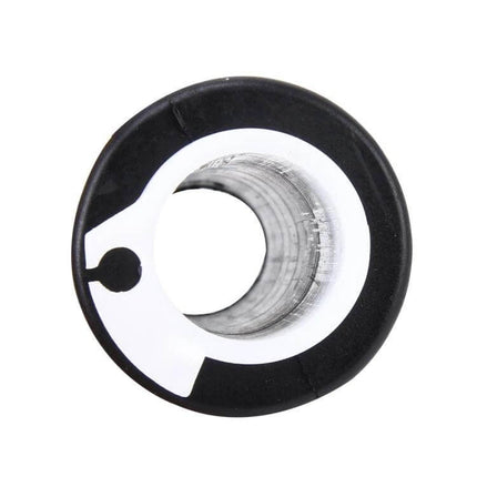Right Motorcycle Handlebar Grips for Comfortable Riding - close-up of black plastic right grip interior showing metal sleeve and secure textured edge
