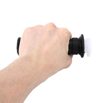 Right Motorcycle Handlebar Grips for Comfortable Riding — hand holding black durable plastic grip showing textured surface for secure, anti-slip control