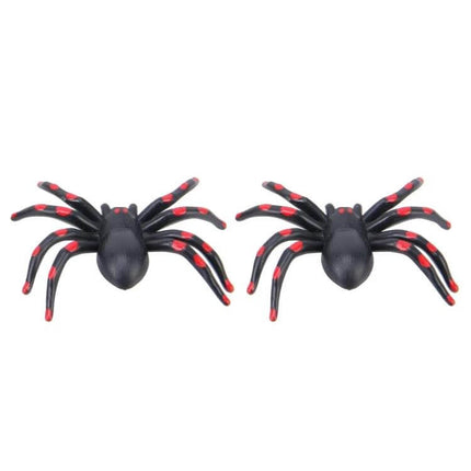 2 Pack Spider Shape Tire Valve Caps For Cars Motorcycles Bicycles - black and red spider valve caps on white background