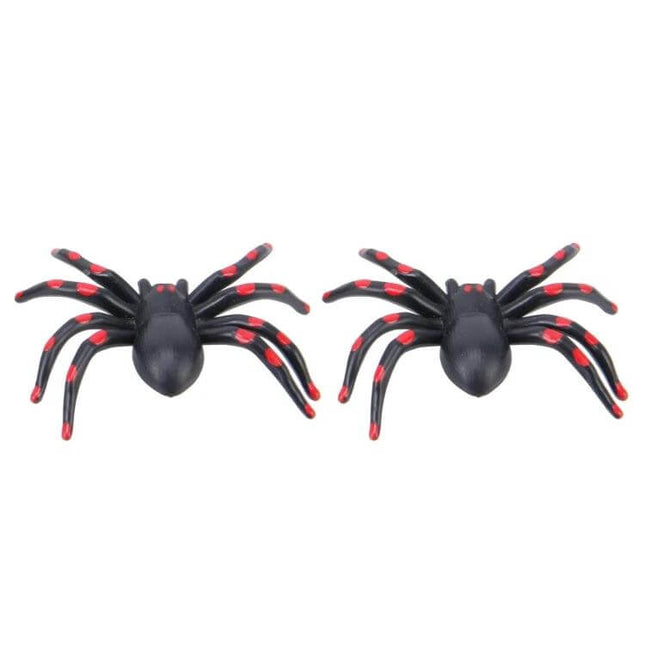 2 Pack Spider Shape Tire Valve Caps For Cars Motorcycles Bicycles - black and red spider valve caps on white background