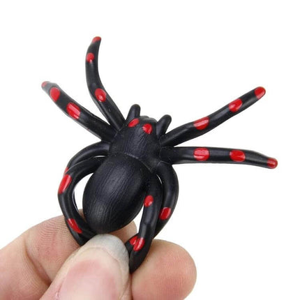 2 Pack Spider Shape Tire Valve Caps For Cars Motorcycles Bicycles - black spider valve cap with red spots held between fingers, 2-pack set