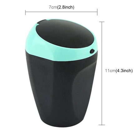 Portable Green Car Trash Bin with Ashtray for Everyday Use - compact mint-top car waste container with removable ashtray, 11cm high