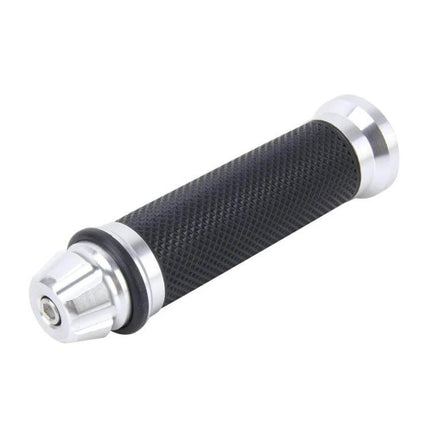 Metal Left Handle Bar Grips with Rubber Cover for Yamaha Motorcycles, black knurled rubber grip with metal ends, durable left-side