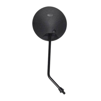 Set of 2 Universal Motorcycle Rear View Mirrors with Metal Holder - black round mirror with angled metal stem for universal motorcycle fit