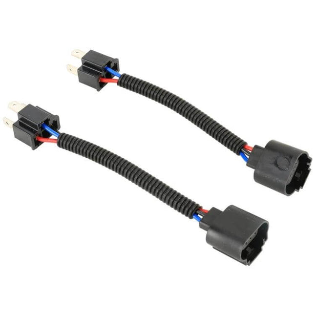 H4 To H13 Bulb Holder Adapter With Wire For Secure LED Install - pair of black plastic adapter wires for stable LED headlight connection