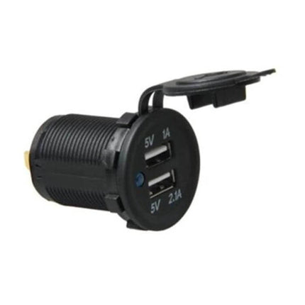 Car And Motorcycle Dual USB Charger For Everyday Use compact panel-mount dual-port 5V 1A/2.1A charger for smartphones and GPS