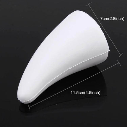 Durable Waterproof Rubber Exterior Horn for Car Decoration white rubber horn 11.5cm x 7cm shown with measurements on black background