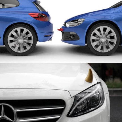 Durable Waterproof Rubber Exterior Horn for Car Decoration mounted on blue and white cars showing weatherproof rubber horn detail