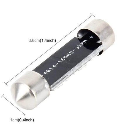 Car Dome Reading Light 2-Pack 36mm Interior Lamp For Vehicle compact 36mm LED festoon bulb close-up with dimensions