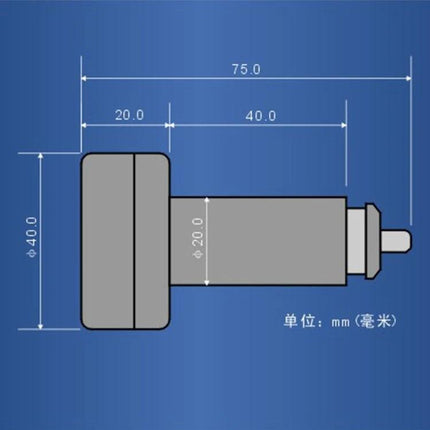 Car Voltage and Temperature Monitor for Daily Vehicle Checks technical dimension diagram showing 75mm length and 40mm diameter