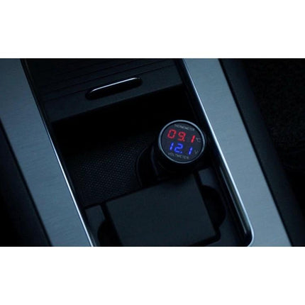 Car Voltage and Temperature Monitor for Daily Vehicle Checks - in-car plug displaying voltage 12.1V and temperature 09.1°C for quick routine checks
