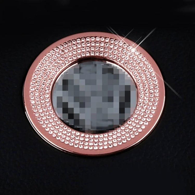Aluminum Diamond Steering Wheel Decoration Ring for Volkswagen in rose gold with sparkling crystals, durable aluminum accent for VW interior customization