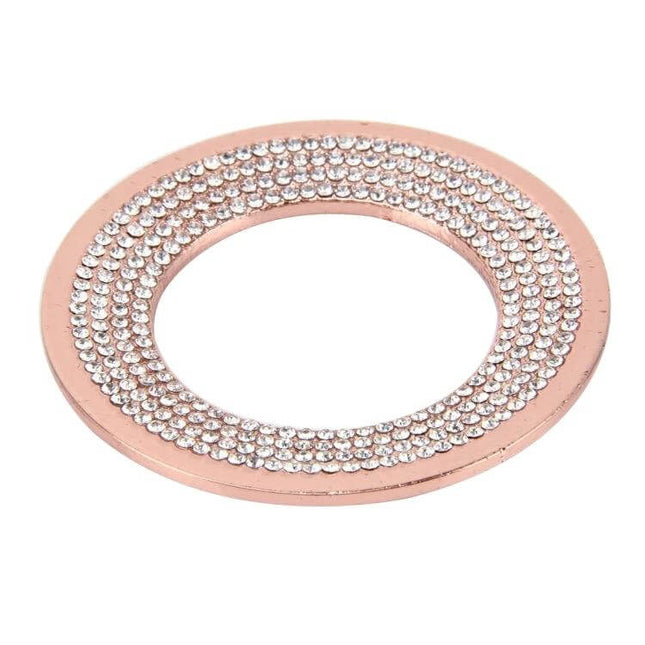Aluminum Diamond Steering Wheel Decoration Ring for Volkswagen rose gold aluminum ring with crystal studs close-up