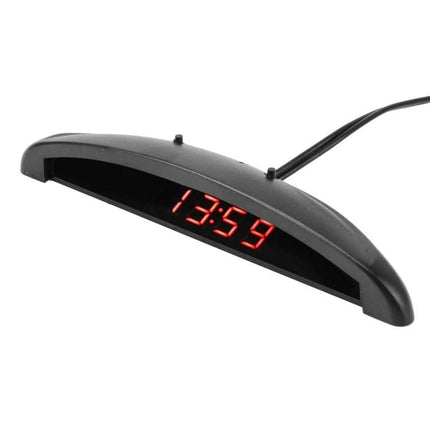 Essential Car Thermometer and Clock for Everyday Commutes - compact digital car clock with red LED time display and temperature monitoring