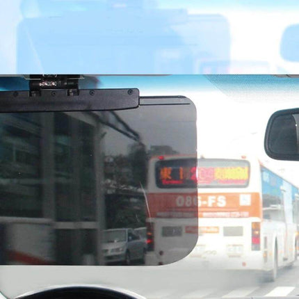 Rotating Anti-Glare Sun Visor for Car Day and Night Driving showing adjustable darkened panel reducing headlight and sunlight glare while driving