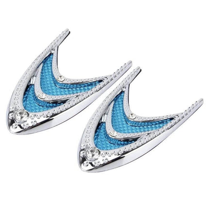 Silver and Blue Car Decorative Stickers, 2 Pieces, 10x5 cm Size - chrome-trimmed blue decorative car stickers set of two